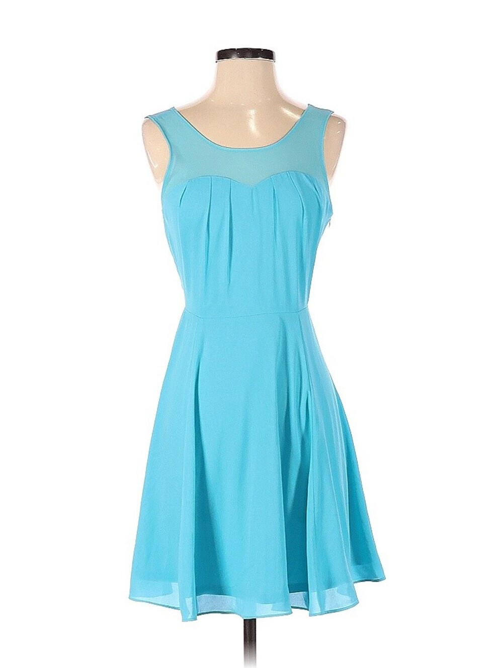 Express Turquoise Illusion Neckline Fit & Flare Mini Dress Size 4
